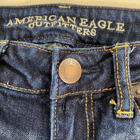 American Eagle Dark Wash Raw Hem Stripe Trim 2 - Picture 4 of 7